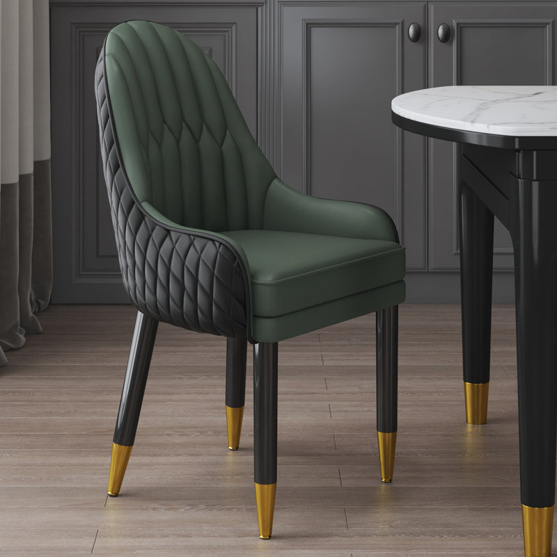 Sillón interior escandinavo tapizado con respaldo Parsons, silla de comedor de madera