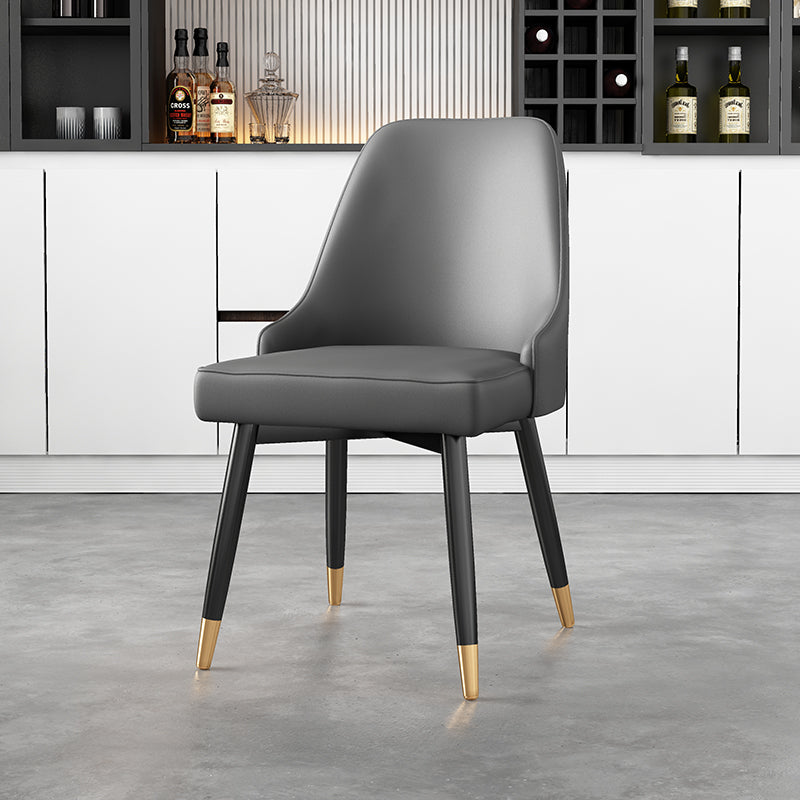 Glam Metal Dining Armless Chairs PU Leather Dining Parsons Chairs for Restaurant