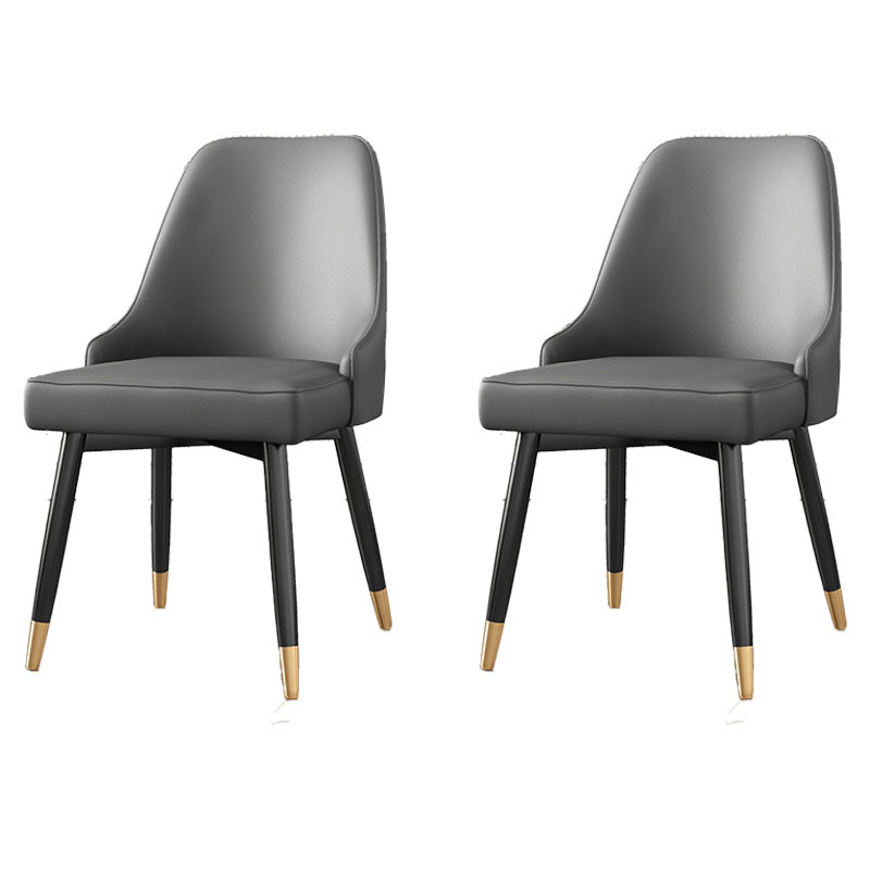 Sillas sin brazos de comedor de metal Glam, sillas Parsons de comedor de cuero PU para restaurante