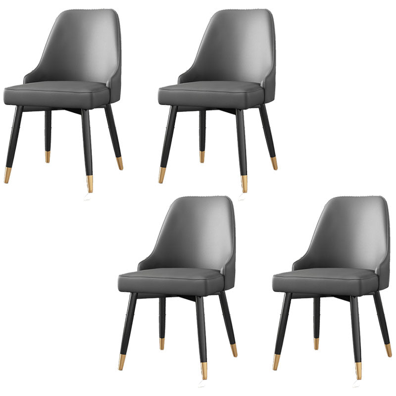 Sillas sin brazos de comedor de metal Glam, sillas Parsons de comedor de cuero PU para restaurante