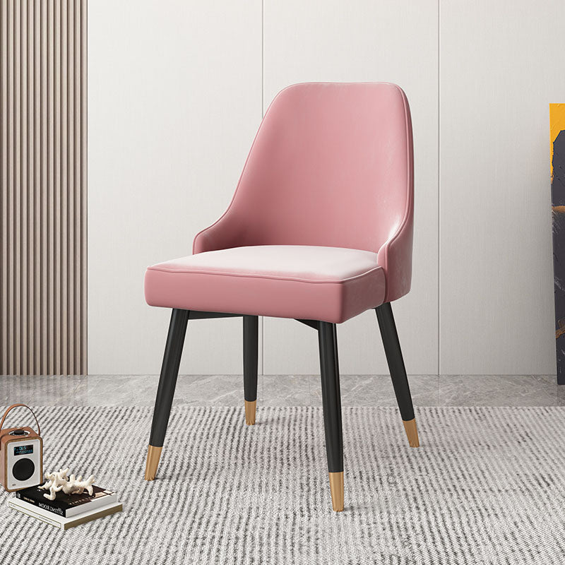 Glam Metal Dining Armless Chairs PU Leather Dining Parsons Chairs for Restaurant