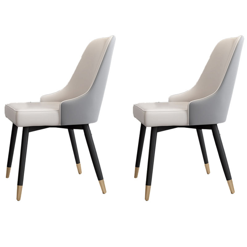 Sillas sin brazos de comedor de metal Glam, sillas Parsons de comedor de cuero PU para restaurante