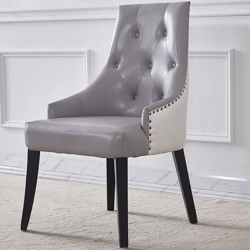 Silla de comedor de madera maciza de estilo victoriano, silla de comedor capitoné sin brazos para uso doméstico (juego de 2)