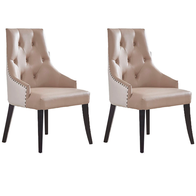 Chaise de salle à manger en bois massif de style victorien, chaise de salle à manger capitonnée sans accoudoirs pour un usage domestique (Ensemble de 2)