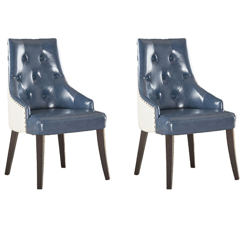 Chaise de salle à manger en bois massif de style victorien, chaise de salle à manger capitonnée sans accoudoirs pour un usage domestique (Ensemble de 2)