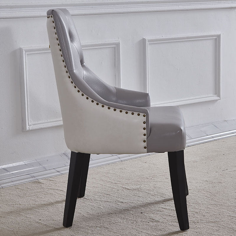 Silla de comedor de madera maciza de estilo victoriano, silla de comedor capitoné sin brazos para uso doméstico (juego de 2)