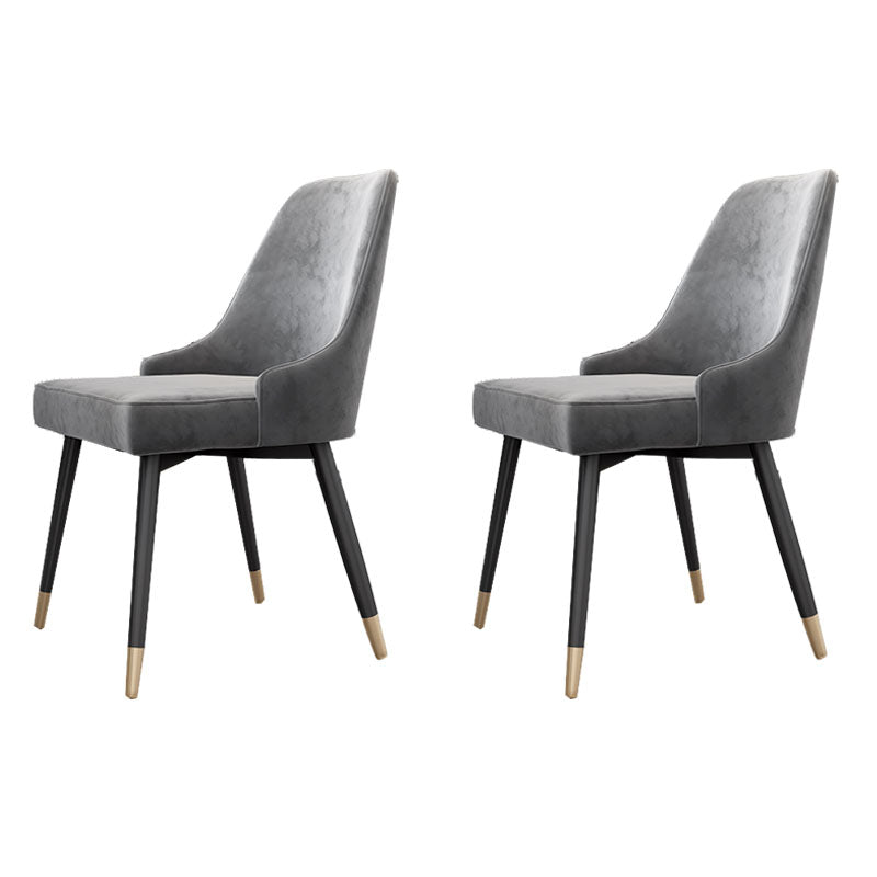 Sillas sin brazos de comedor de metal Glam, sillas de comedor tapizadas Parsons para restaurante