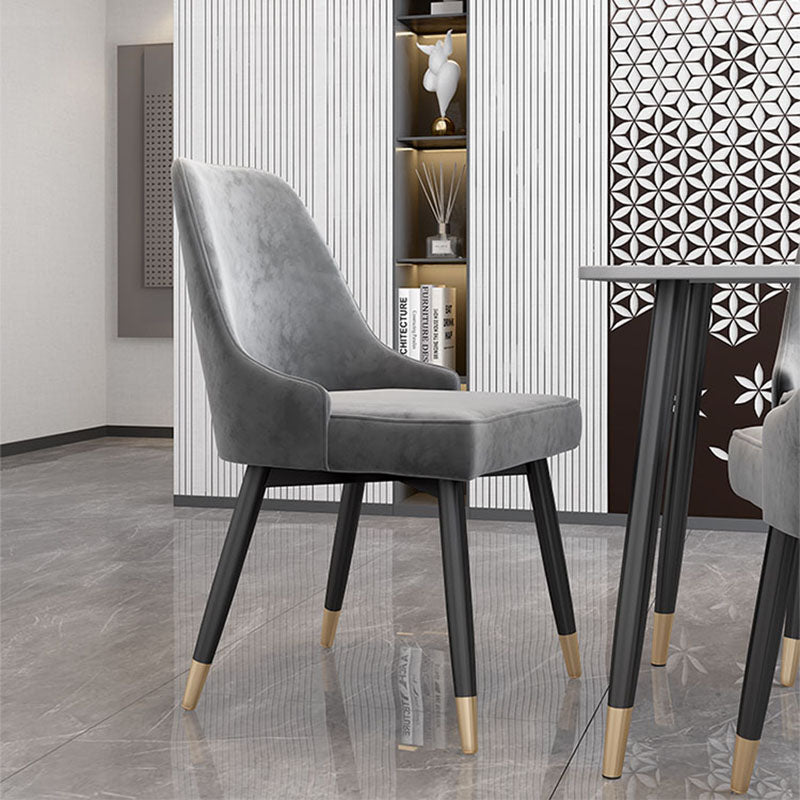 Sillas sin brazos de comedor de metal Glam, sillas de comedor tapizadas Parsons para restaurante