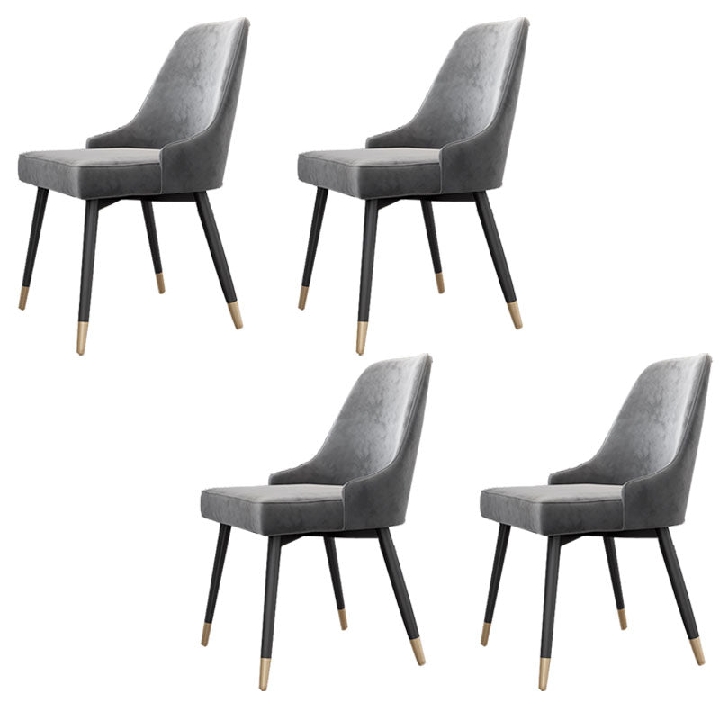 Sillas sin brazos de comedor de metal Glam, sillas de comedor tapizadas Parsons para restaurante