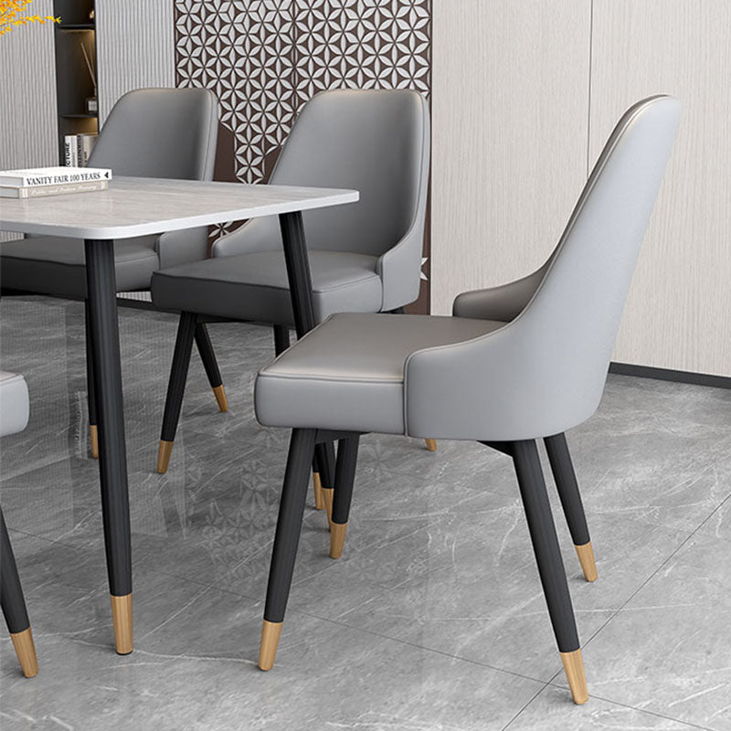 Sillas sin brazos de comedor de metal Glam, sillas de comedor tapizadas Parsons para restaurante