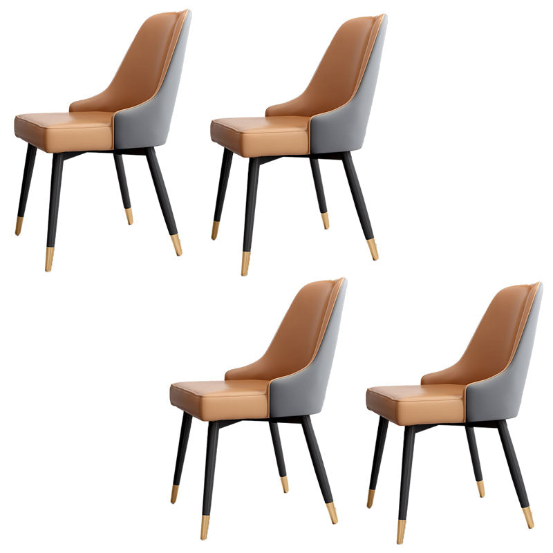 Sillas sin brazos de comedor de metal Glam, sillas de comedor tapizadas Parsons para restaurante