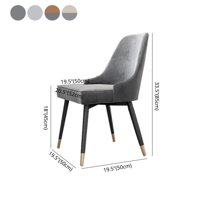 Sillas sin brazos de comedor de metal Glam, sillas de comedor tapizadas Parsons para restaurante