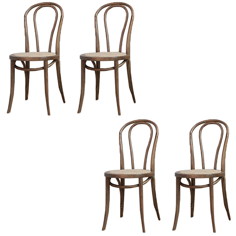 Farmhouse Wood Dining Room Chairs Open Back Dining Armless Chairs for Restaurant