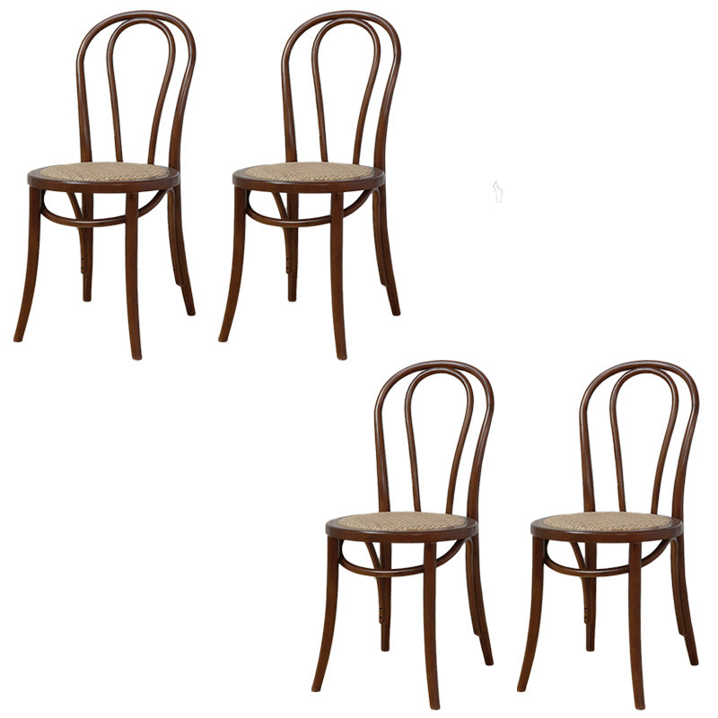Farmhouse Wood Dining Room Chairs Open Back Dining Armless Chairs for Restaurant