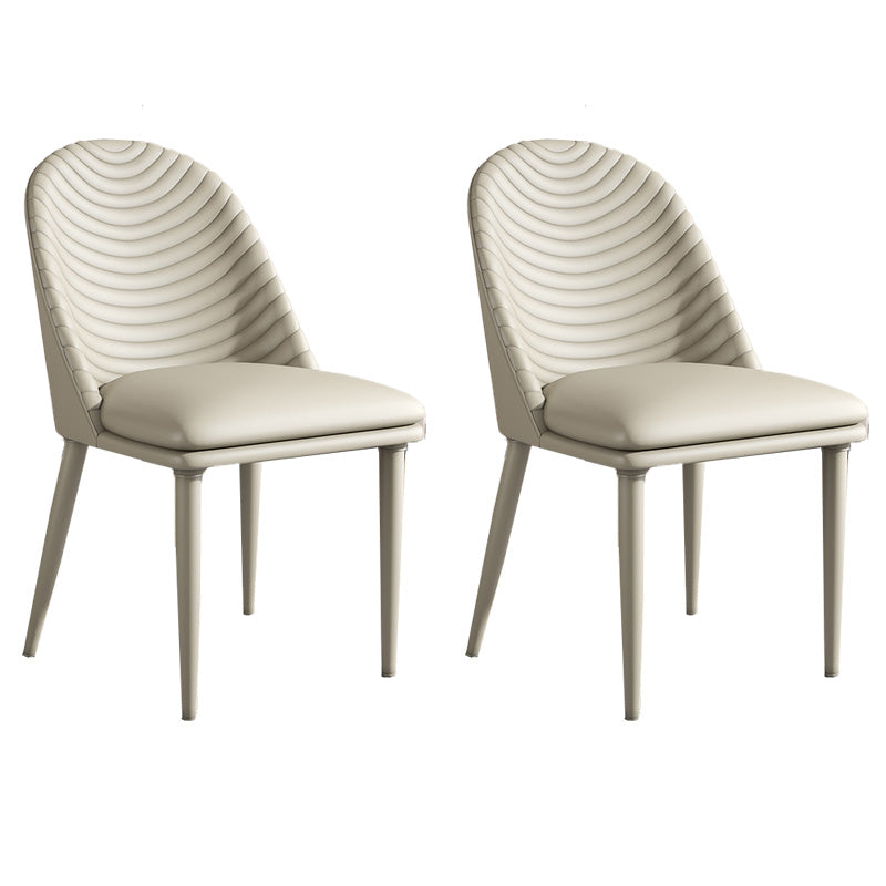 Chaise de salle à manger en métal de style contemporain Chaise d'appoint sans accoudoirs pour cuisine (Ensemble de 2)
