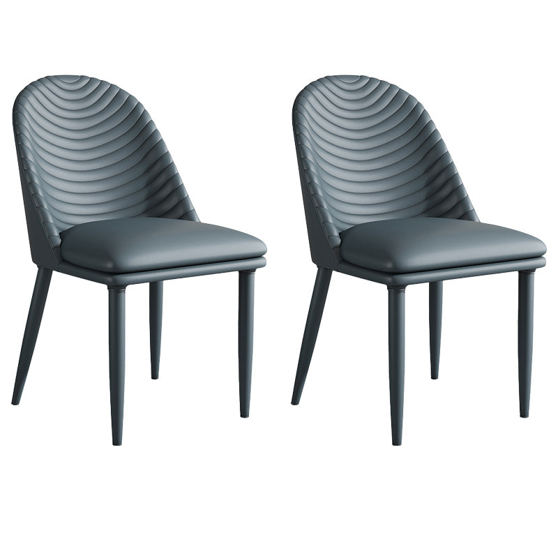 Chaise de salle à manger en métal de style contemporain Chaise d'appoint sans accoudoirs pour cuisine (Ensemble de 2)
