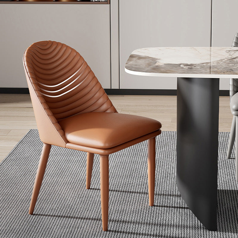Silla de comedor de metal de estilo moderno, silla auxiliar sin brazos para cocina (juego de 2)