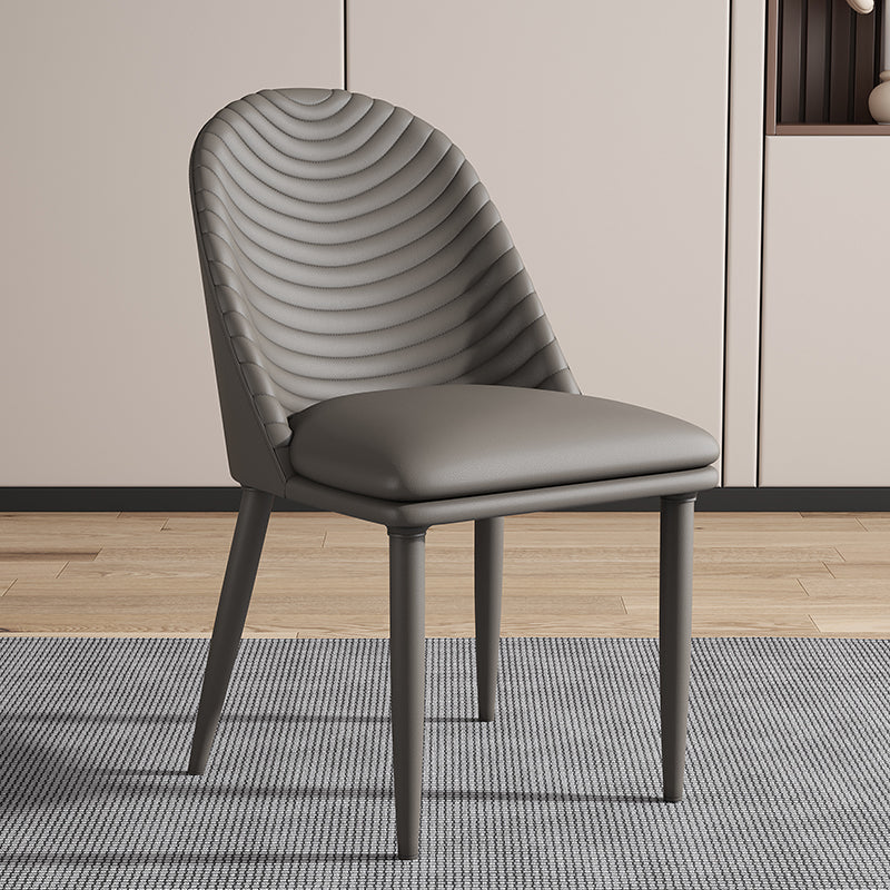 Silla de comedor de metal de estilo moderno, silla auxiliar sin brazos para cocina (juego de 2)