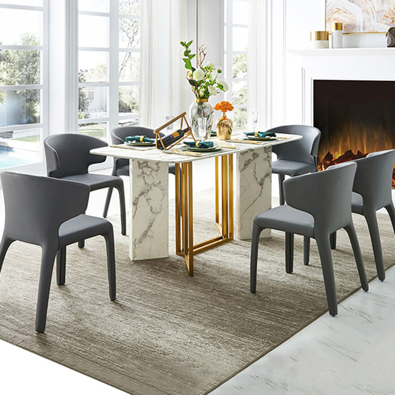 Silla de comedor de metal de estilo contemporáneo, silla individual lateral sin brazos para cocina