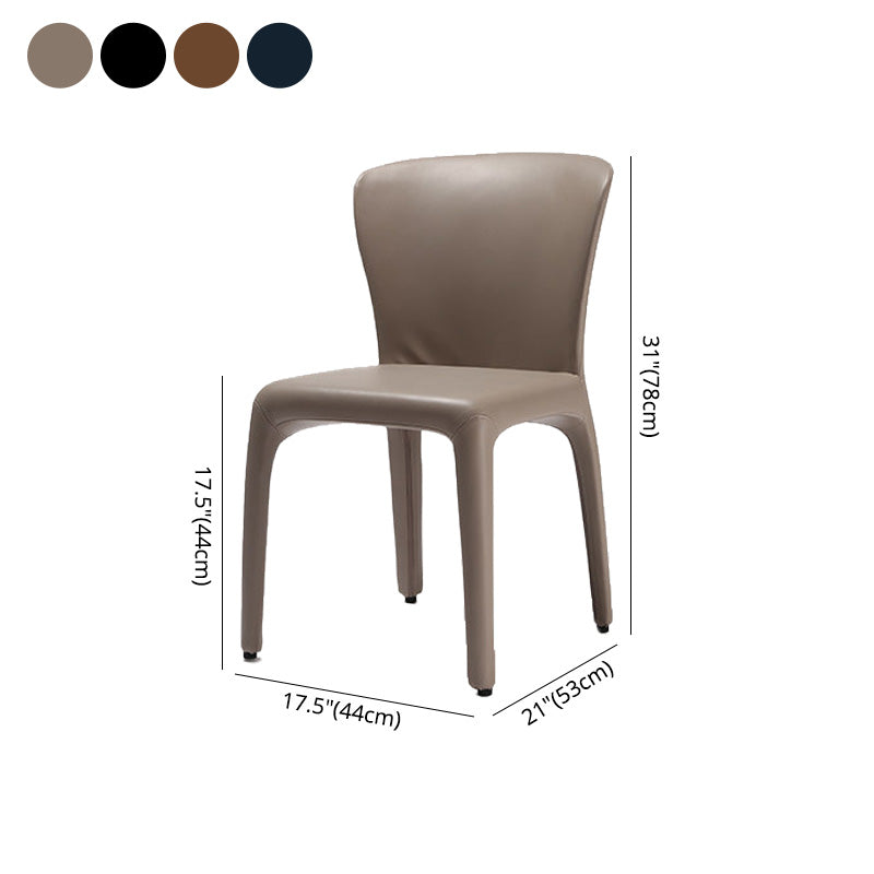 Silla de comedor de metal de estilo contemporáneo, silla individual lateral sin brazos para cocina