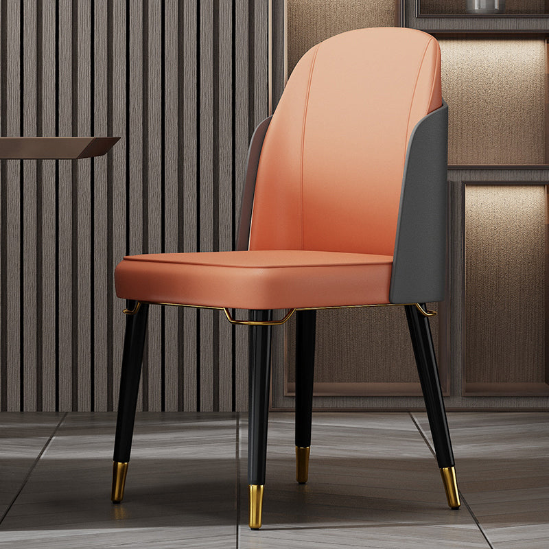 Chaise de salle à manger en bois de Style nordique, en cuir PU, sans accoudoirs, pour usage domestique