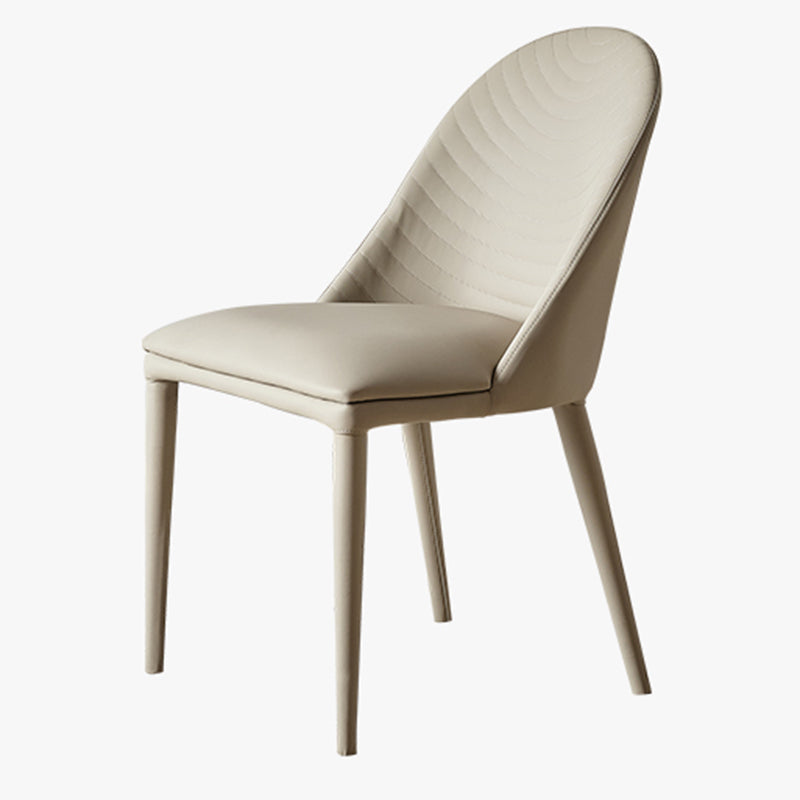 Chaises contemporaines de salle à manger en métal dinant les chaises sans bras de cuir de Faux
