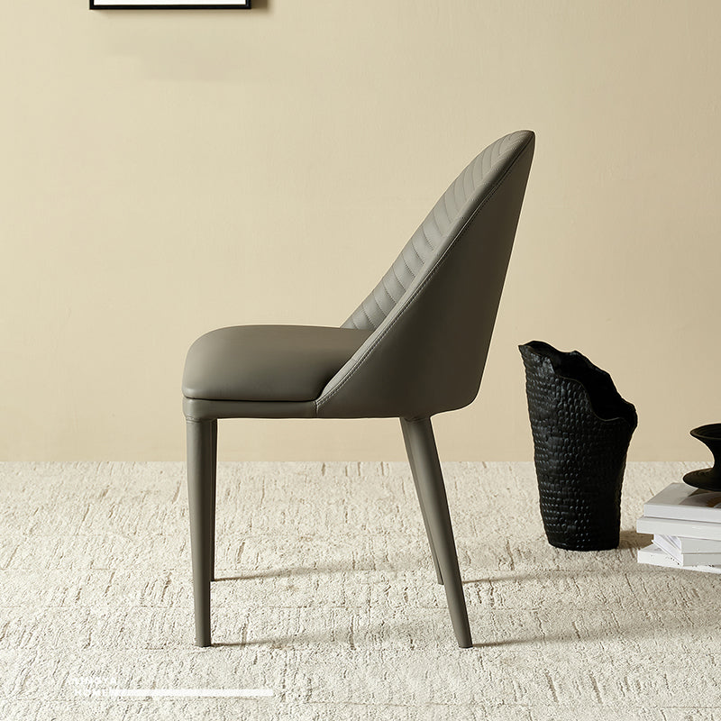 Sillas contemporáneas del comedor del metal que cenan las sillas sin brazos de la piel sintética