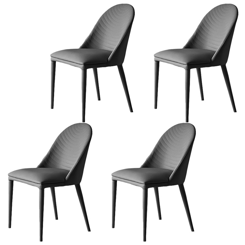 Sillas contemporáneas del comedor del metal que cenan las sillas sin brazos de la piel sintética