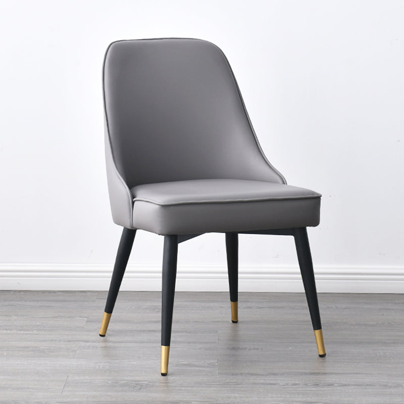 Chaise sans bras de salle à manger en métal de style nordique, chaise latérale de salle à manger en tissu rembourrée