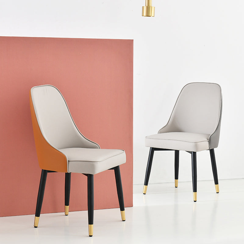 Metal de estilo nórdico que cena la tela tapizada silla sin brazos que cena la silla lateral