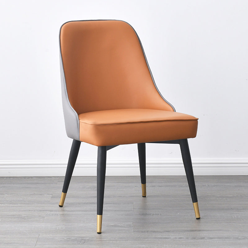 Chaise sans bras de salle à manger en métal de style nordique, chaise latérale de salle à manger en tissu rembourrée