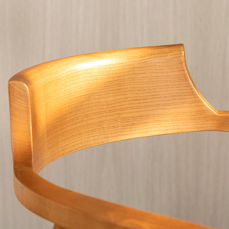 Silla de comedor de cuero contemporánea con respaldo abierto de madera