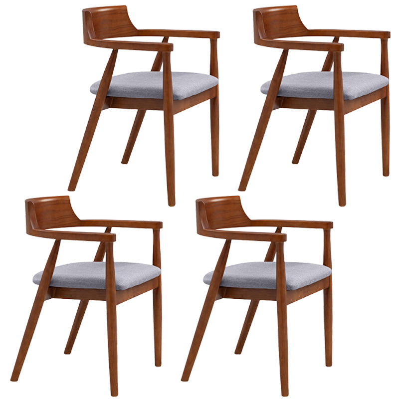 Silla de comedor de cuero contemporánea con respaldo abierto de madera