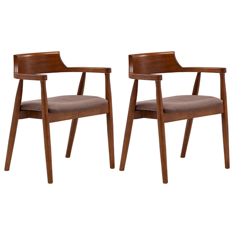 Silla de comedor de cuero contemporánea con respaldo abierto de madera