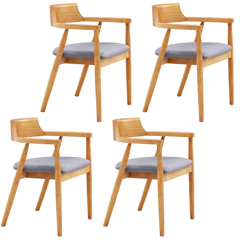 Silla de comedor de cuero contemporánea con respaldo abierto de madera