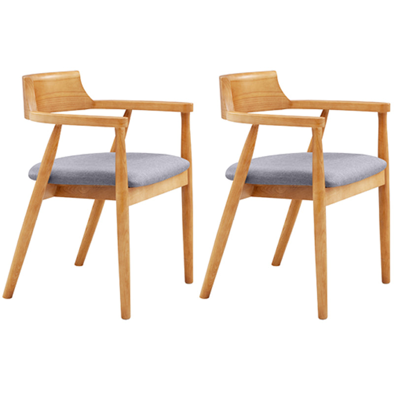 Silla de comedor de cuero contemporánea con respaldo abierto de madera