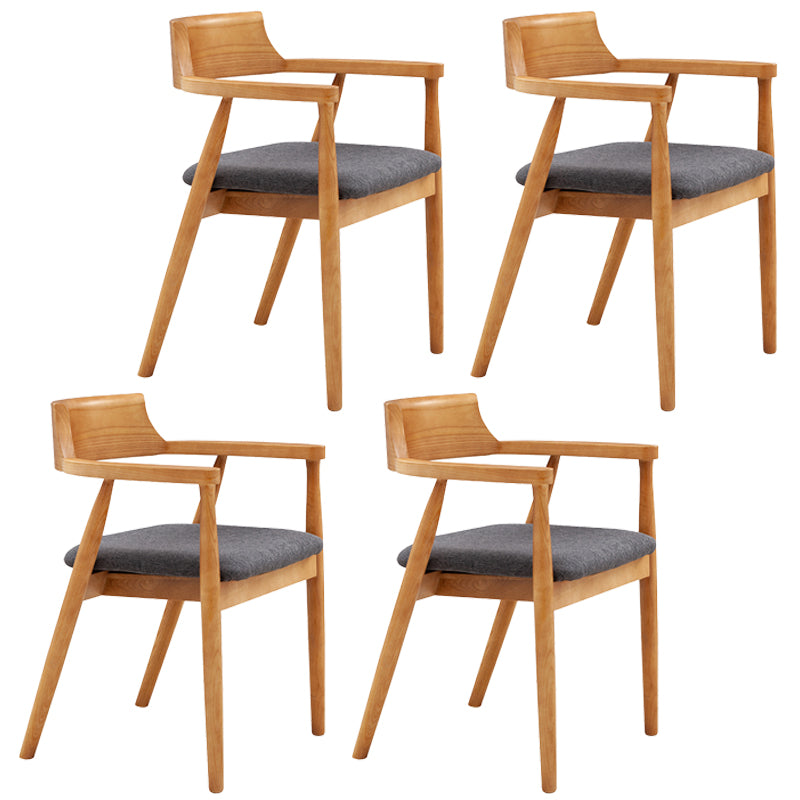 Silla de comedor de cuero contemporánea con respaldo abierto de madera