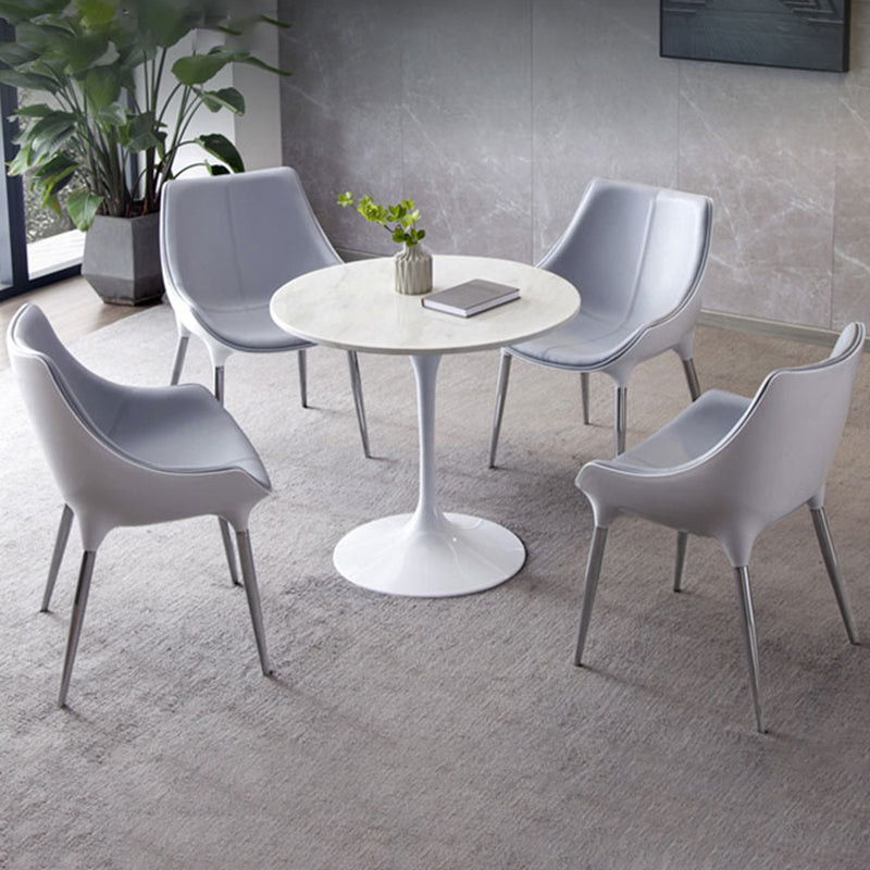 Silla auxiliar para el hogar de estilo moderno, silla de comedor tapizada de metal con respaldo sólido (juego de 2)