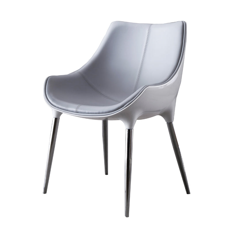 Silla auxiliar para el hogar de estilo moderno, silla de comedor tapizada de metal con respaldo sólido (juego de 2)
