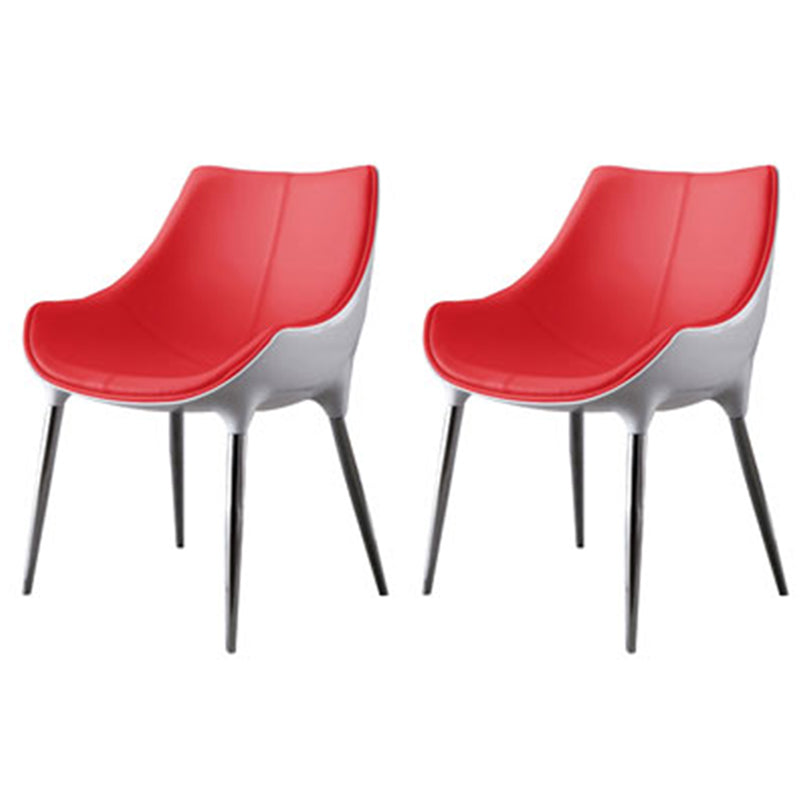 Silla auxiliar para el hogar de estilo moderno, silla de comedor tapizada de metal con respaldo sólido (juego de 2)