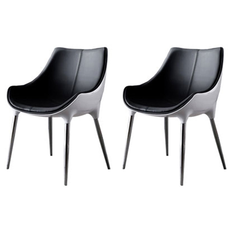 Chaise d'appoint de style moderne pour la maison, chaise de salle à manger rembourrée en métal à dossier solide (Ensemble de 2)