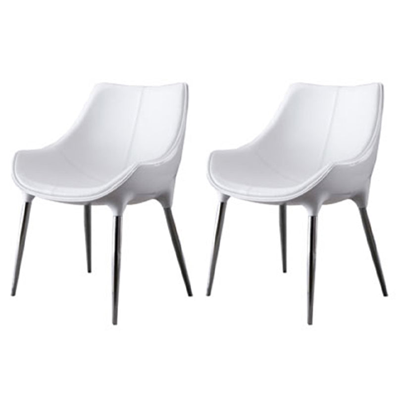 Silla auxiliar para el hogar de estilo moderno, silla de comedor tapizada de metal con respaldo sólido (juego de 2)