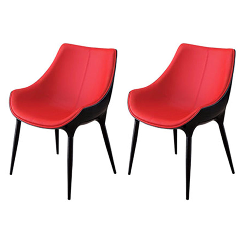 Silla auxiliar para el hogar de estilo moderno, silla de comedor tapizada de metal con respaldo sólido (juego de 2)