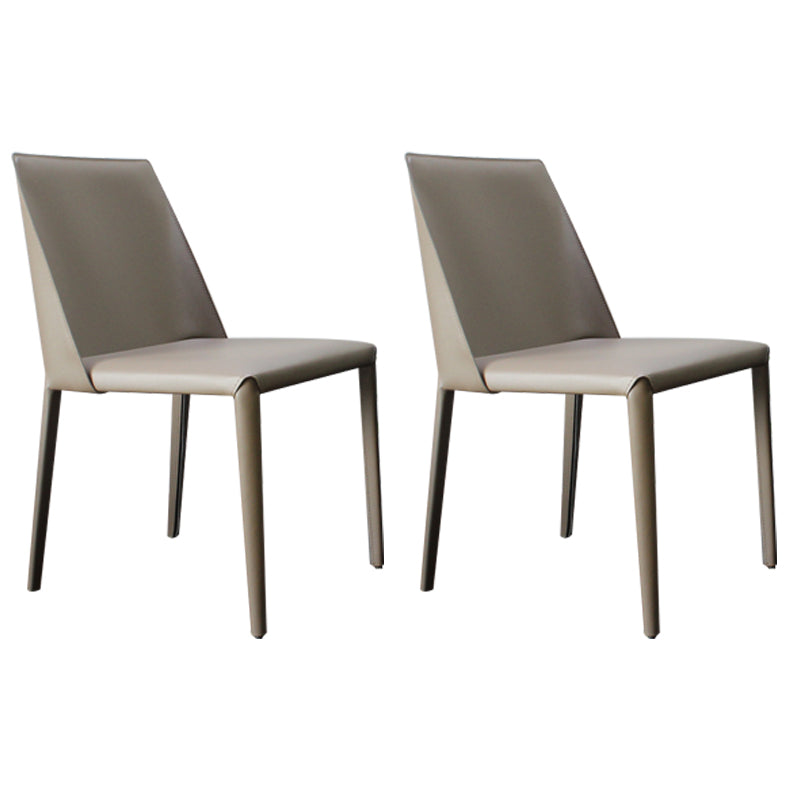 Silla auxiliar Parsons de cuero estilo diseñador con acabado mate (juego de 2)