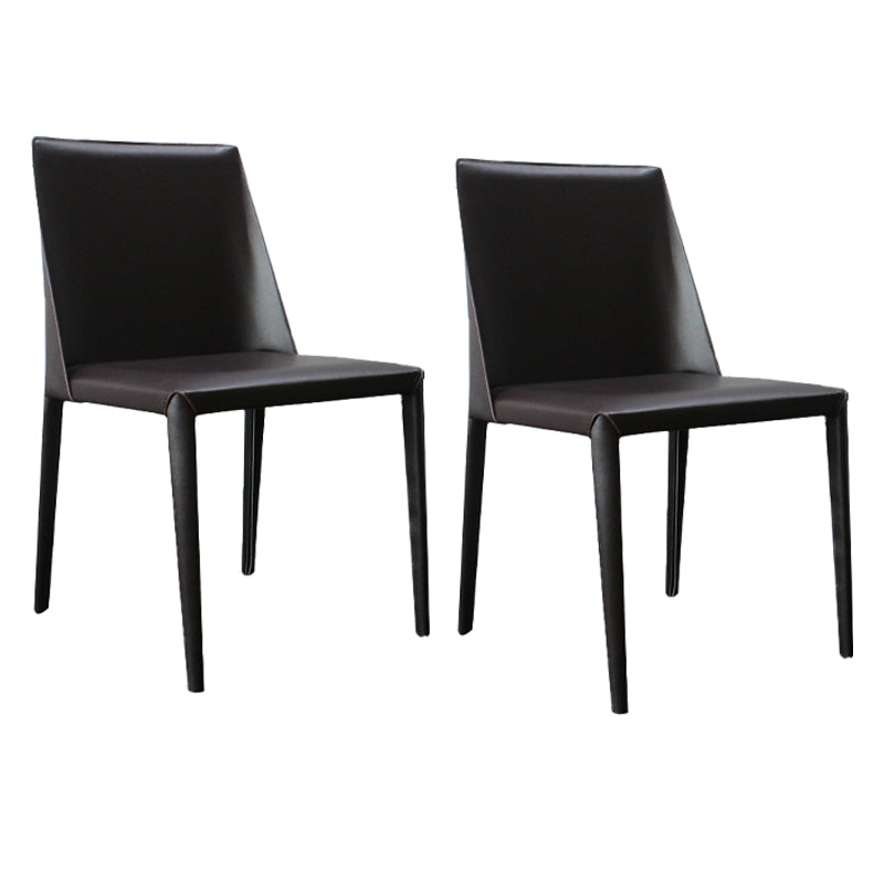 Silla auxiliar Parsons de cuero estilo diseñador con acabado mate (juego de 2)