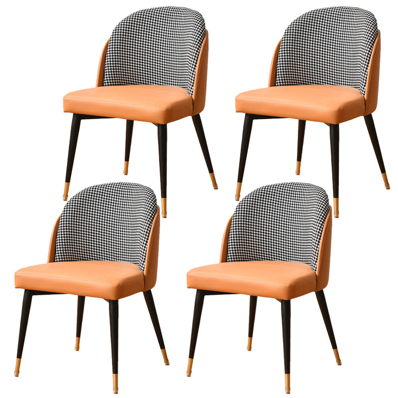 Silla de comedor de metal de estilo nórdico, silla tapizada de comedor de tela para uso doméstico