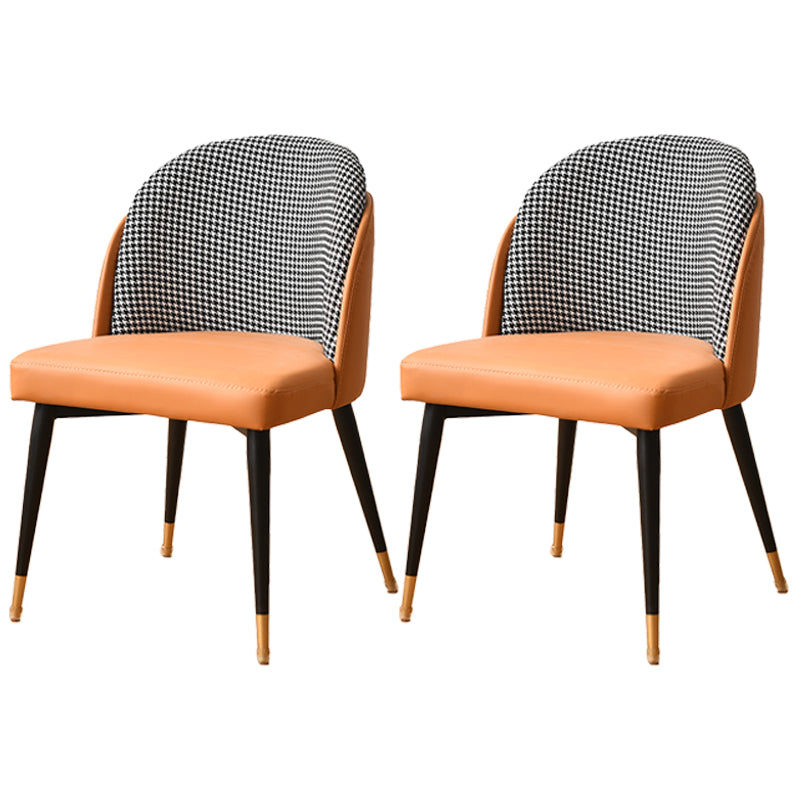 Silla de comedor de metal de estilo nórdico, silla tapizada de comedor de tela para uso doméstico