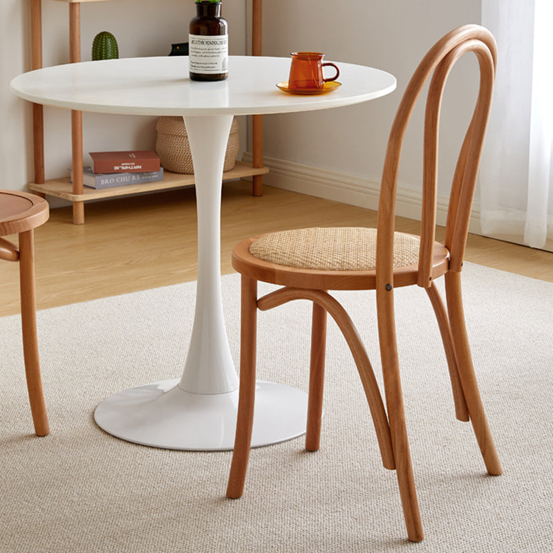 Tropische stijl hout dineren armloze stoel rattan patio eetstoel stoel