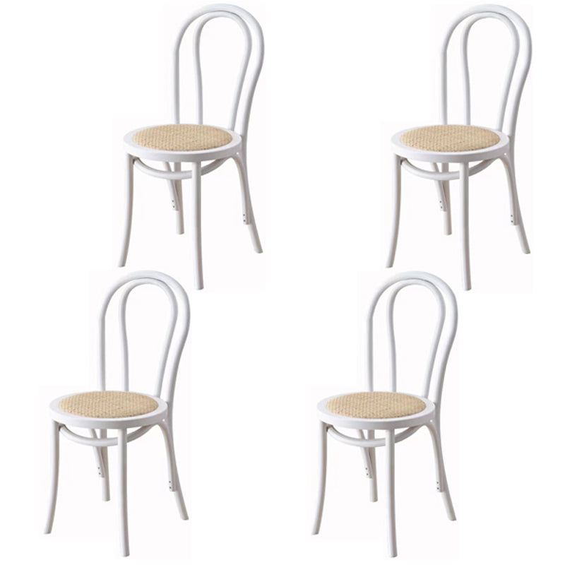 Tropische stijl hout dineren armloze stoel rattan patio eetstoel stoel
