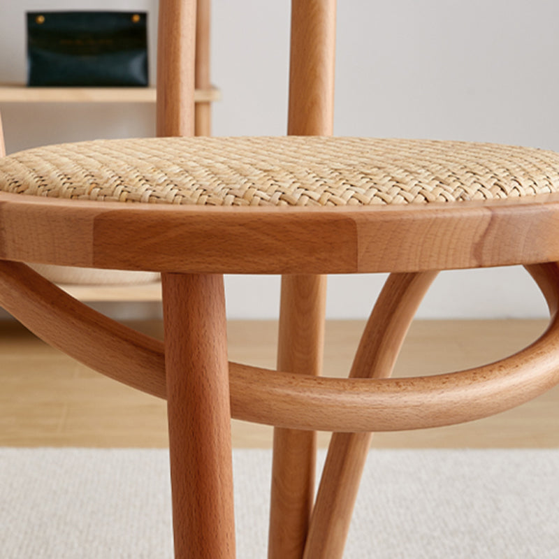 Tropische stijl hout dineren armloze stoel rattan patio eetstoel stoel